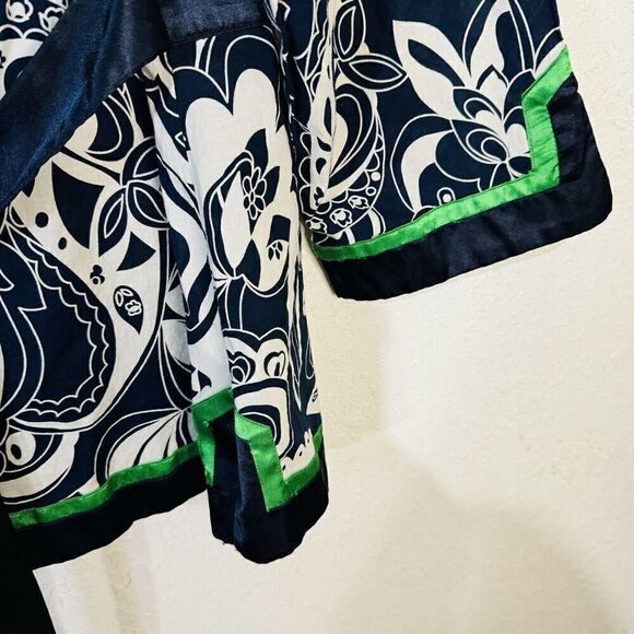 CATO Blue Green Floral Women’s Tunic with Satin Trim & Tie; Size 22/24W‎ Cotton - Picture 8 of 10